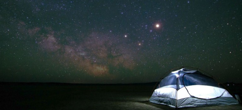 tent camping under the stars